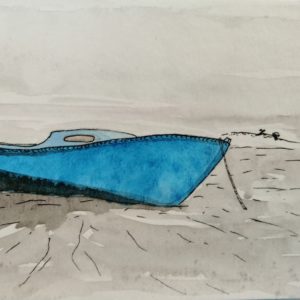Bateau échoué à marée basse