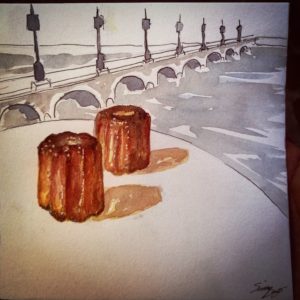 Cannelé devant le pont de pierre.