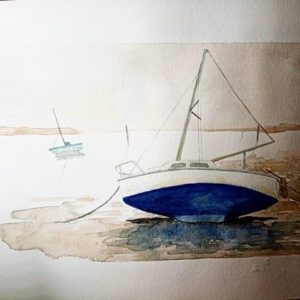 Marée basse, Andernos, bateaux échoués